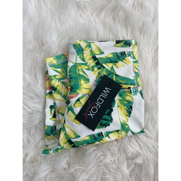 Wildfox Palm & Pineapple Print Leggings Soft Stretchy With Wide Band - Picture 3 of 8